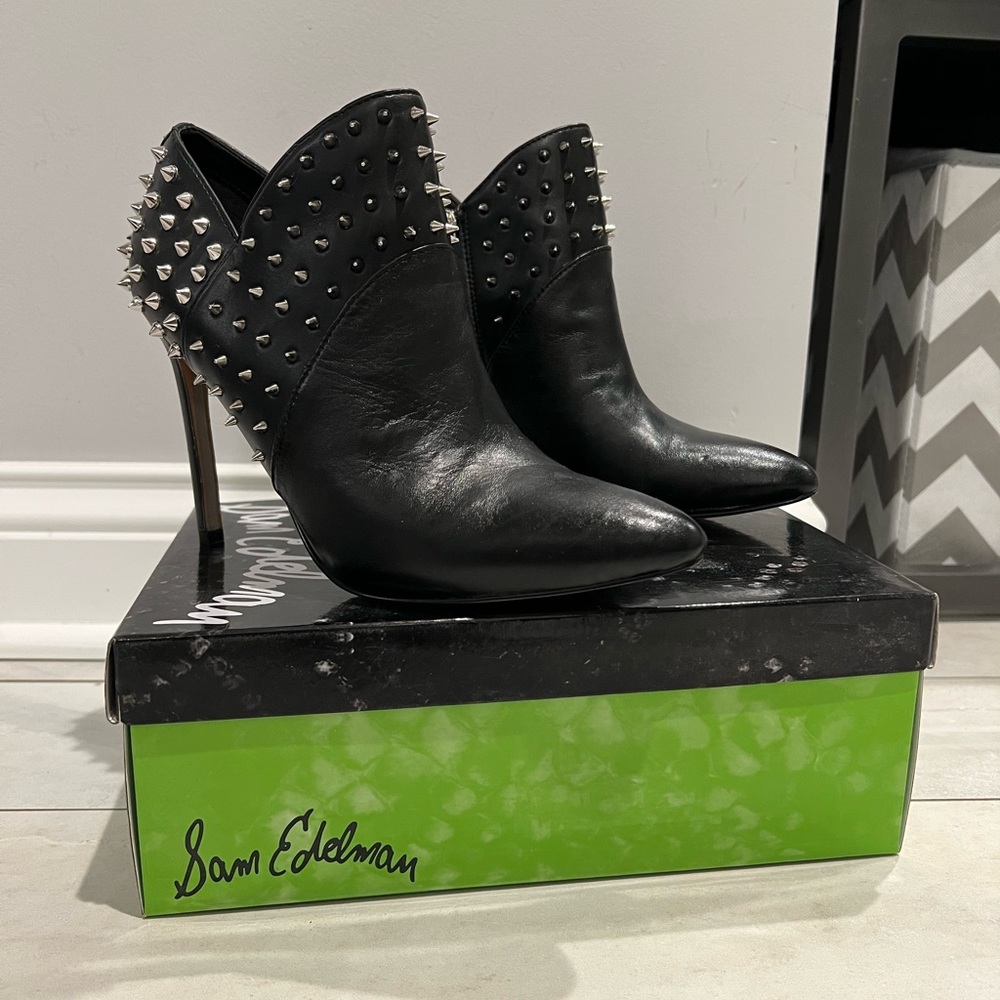 Sam Edelman Black Studded Ankle Boots